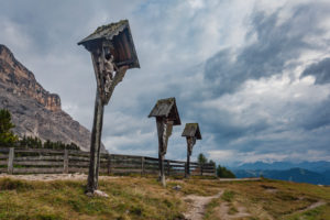 Heilig Kreuz Hospiz pilgrimage church at the foot of the Heiligkreuzkofel,the three crucifixes, Hochabtei / Alta Badia, Bolzano province, South Tyrol, Italy, Europe Heilig Kreuz Hospiz pilgrimage church at the foot of the Heiligkreuzkofel,the three crucifixes, Hochabtei / Alta Badia, Bolzano province, South Tyrol, Italy, Europe